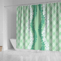 Hawaii Aloha Plumeria Lei Mint Palaka Shower Curtain - Polynesian Pride
