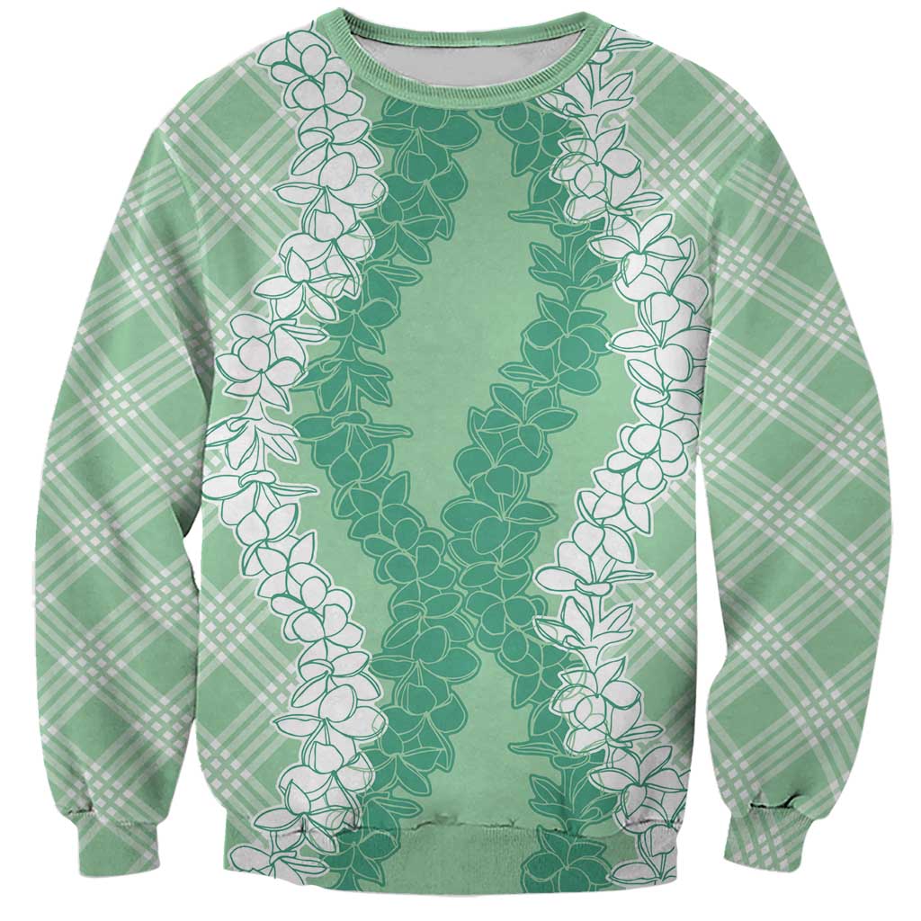 Hawaii Aloha Plumeria Lei Mint Palaka Sweatshirt LT7 Unisex Mint - Polynesian Pride