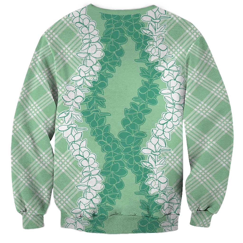 Hawaii Aloha Plumeria Lei Mint Palaka Sweatshirt LT7 - Polynesian Pride