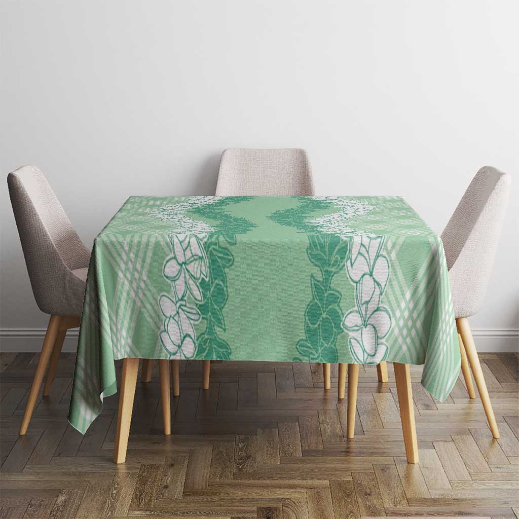 Hawaii Aloha Plumeria Lei Mint Palaka Tablecloth - Polynesian Pride