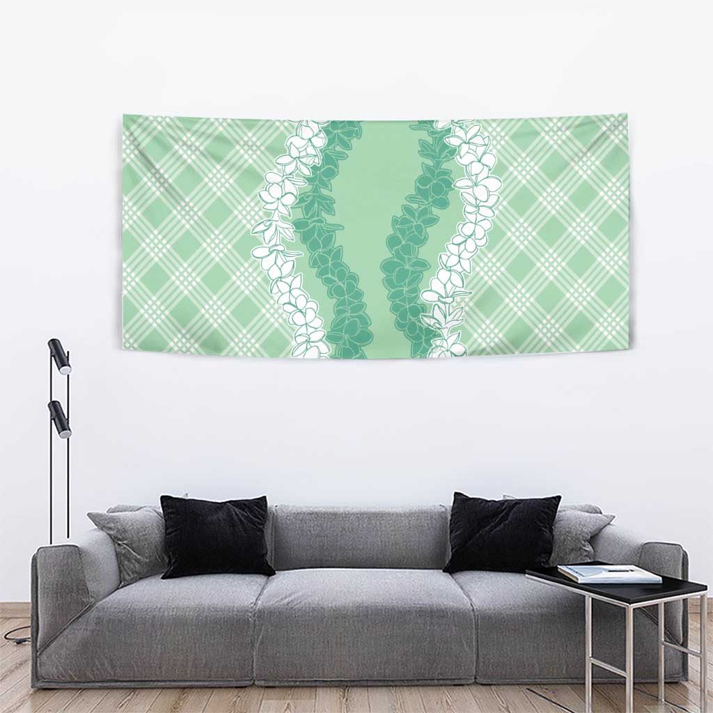 Hawaii Aloha Plumeria Lei Mint Palaka Tapestry - Polynesian Pride