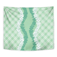 Hawaii Aloha Plumeria Lei Mint Palaka Tapestry - Polynesian Pride