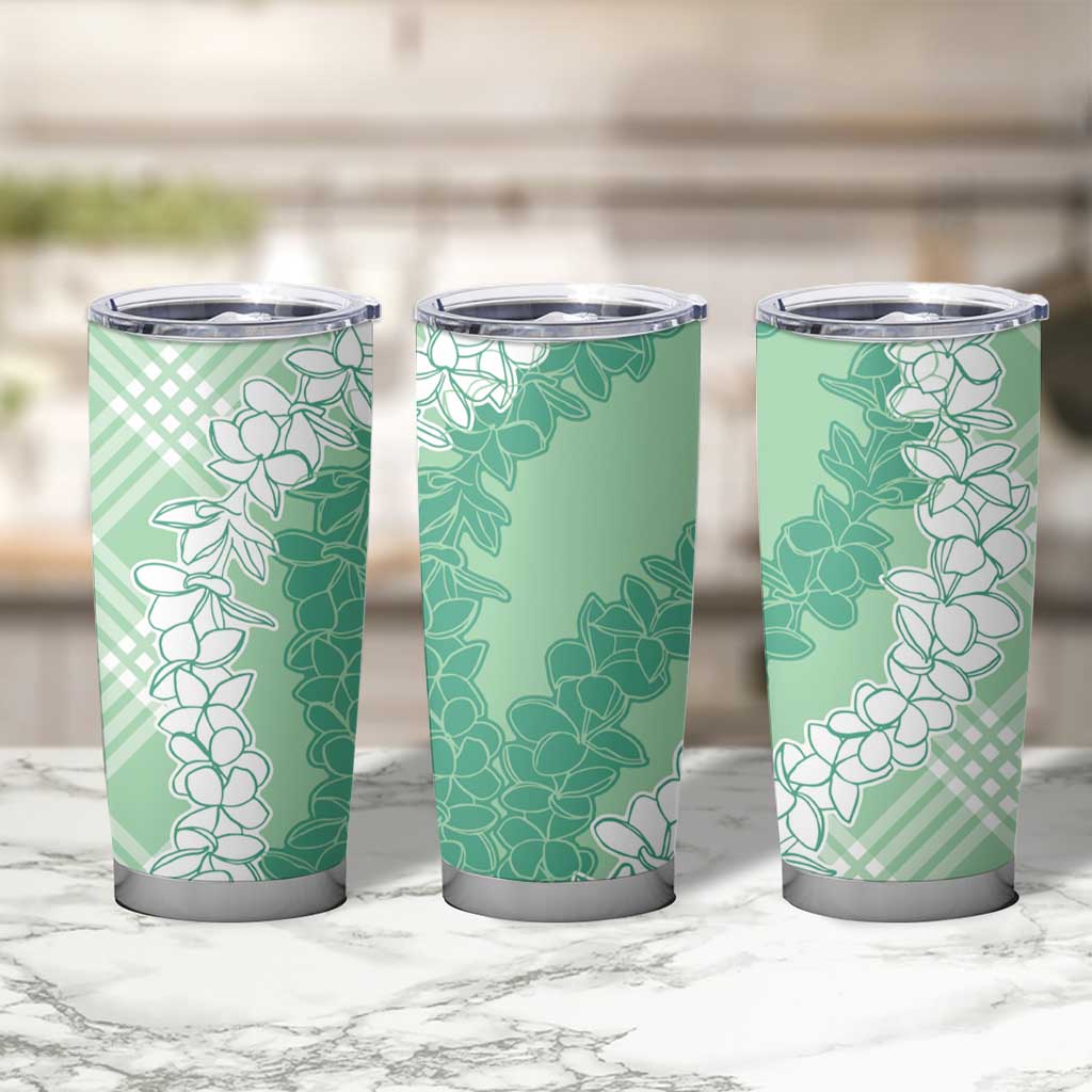Hawaii Aloha Plumeria Lei Mint Palaka Tumbler Cup - Polynesian Pride