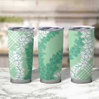 Hawaii Aloha Plumeria Lei Mint Palaka Tumbler Cup - Polynesian Pride
