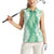 Hawaii Aloha Plumeria Lei Mint Palaka Women Sleeveless Polo Shirt - Polynesian Pride