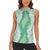 Hawaii Aloha Plumeria Lei Mint Palaka Women Sleeveless Polo Shirt - Polynesian Pride