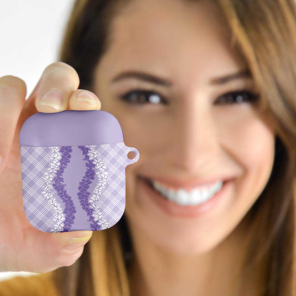 Hawaii Aloha Plumeria Lei Lavender Palaka AirPods Case - Polynesian Pride