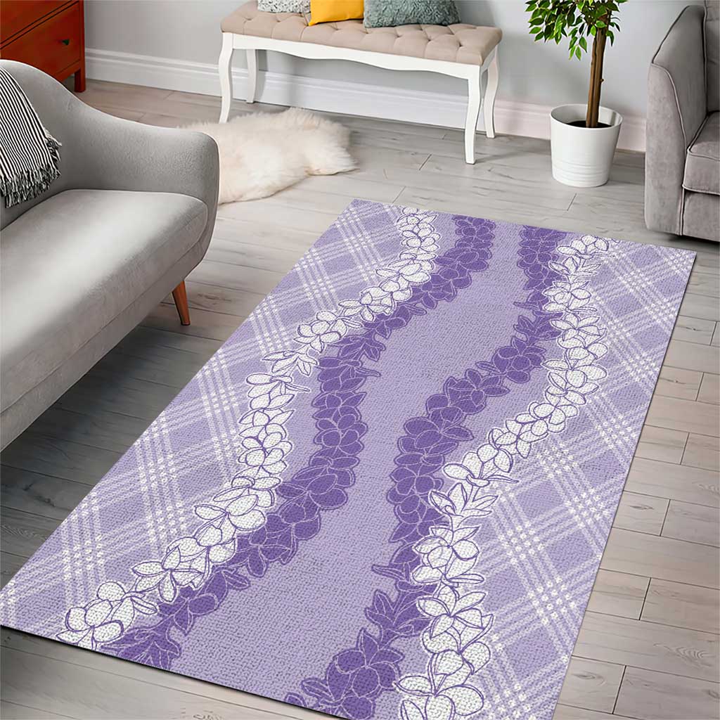 Hawaii Aloha Plumeria Lei Lavender Palaka Area Rug - Polynesian Pride