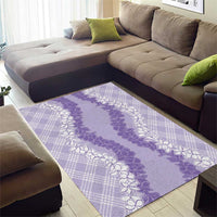 Hawaii Aloha Plumeria Lei Lavender Palaka Area Rug - Polynesian Pride