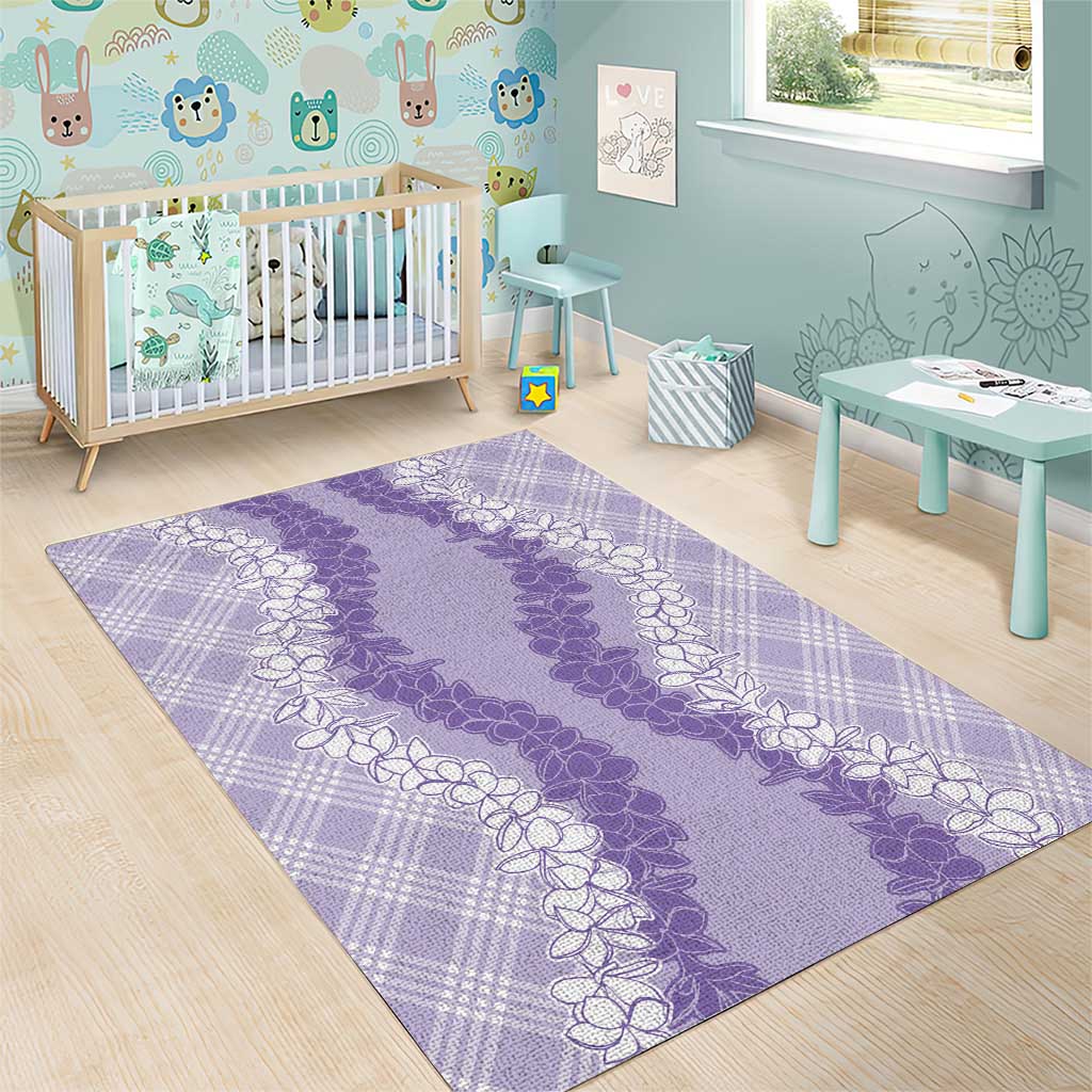 Hawaii Aloha Plumeria Lei Lavender Palaka Area Rug - Polynesian Pride