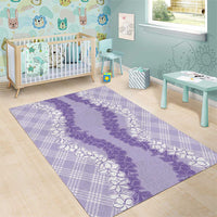 Hawaii Aloha Plumeria Lei Lavender Palaka Area Rug - Polynesian Pride