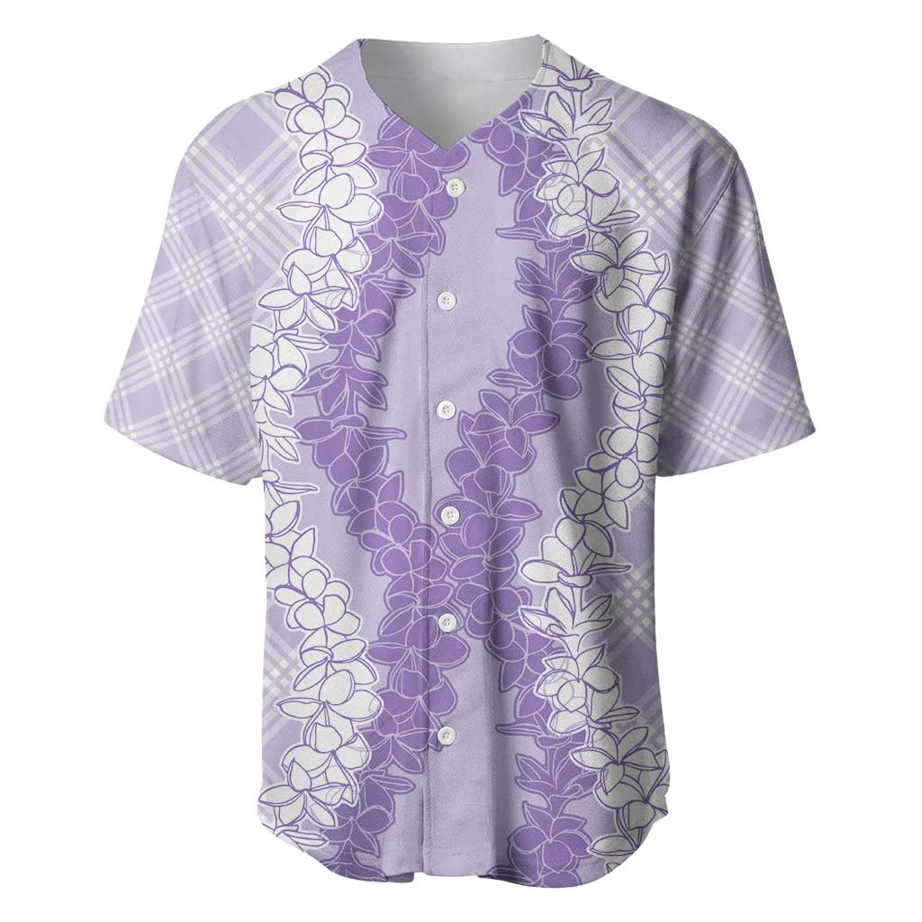 Hawaii Aloha Plumeria Lei Lavender Palaka Baseball Jersey - Polynesian Pride