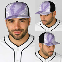 Hawaii Aloha Plumeria Lei Lavender Palaka Baseball Net Cap - Polynesian Pride