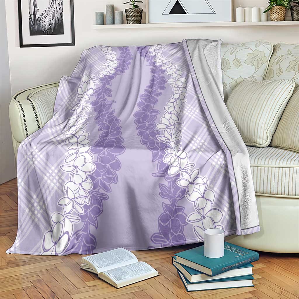 Hawaii Aloha Plumeria Lei Lavender Palaka Blanket - Polynesian Pride