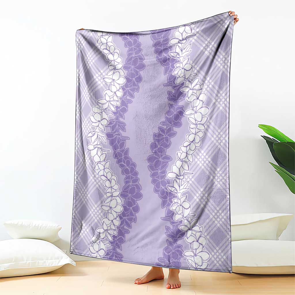 Hawaii Aloha Plumeria Lei Lavender Palaka Blanket - Polynesian Pride
