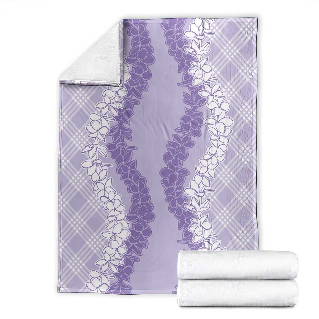 Hawaii Aloha Plumeria Lei Lavender Palaka Blanket - Polynesian Pride