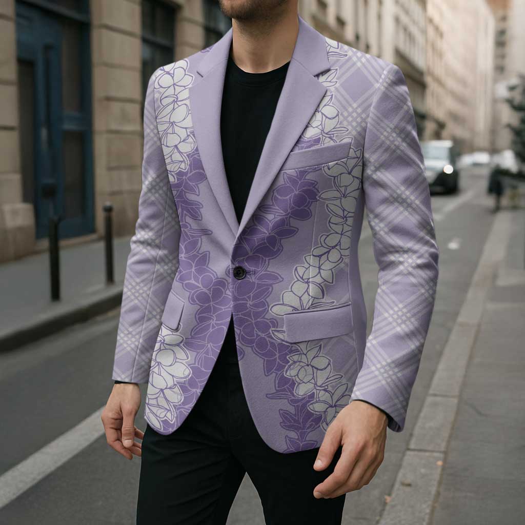 Hawaii Aloha Plumeria Lei Lavender Palaka Blazer - Polynesian Pride