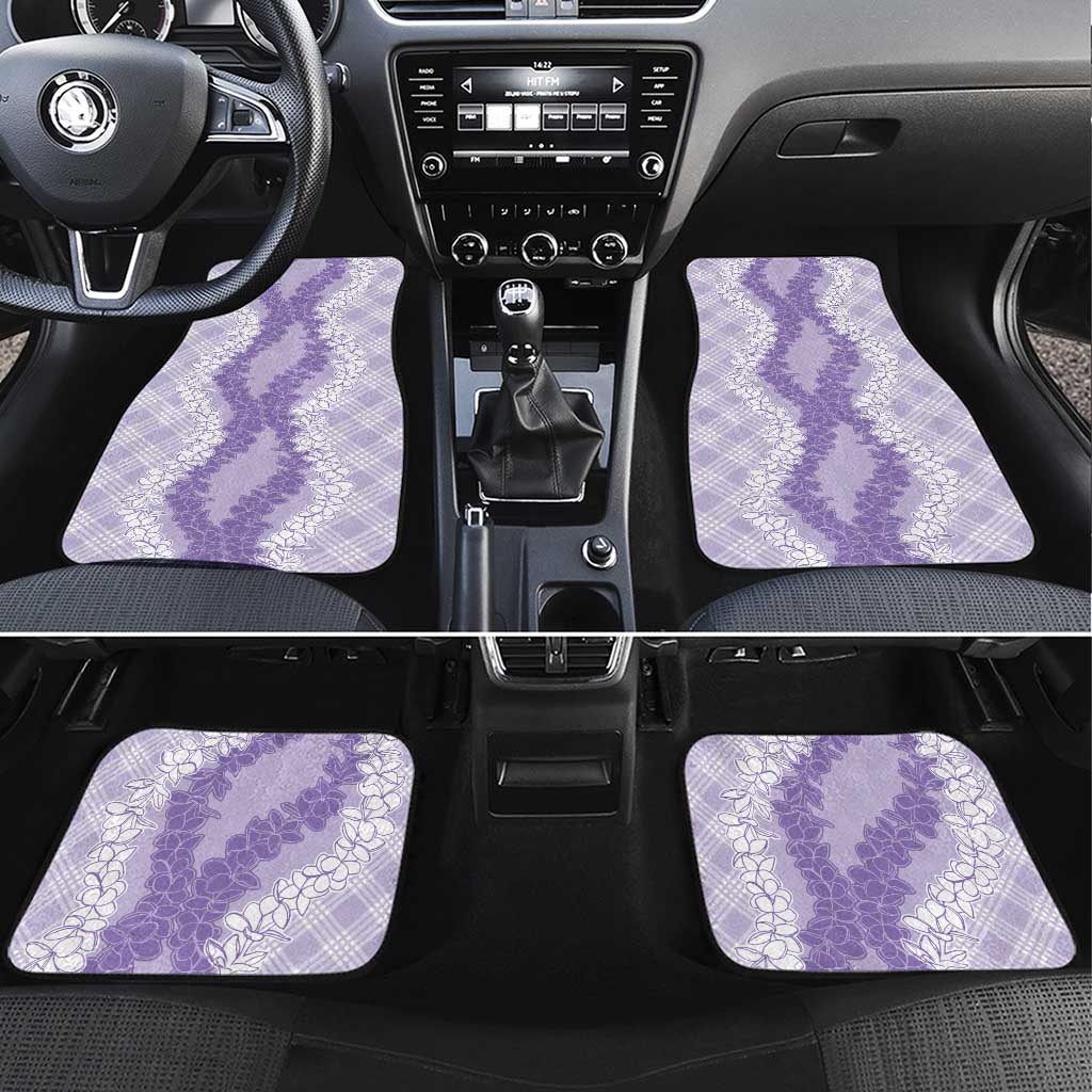 Hawaii Aloha Plumeria Lei Lavender Palaka Car Mats - Polynesian Pride