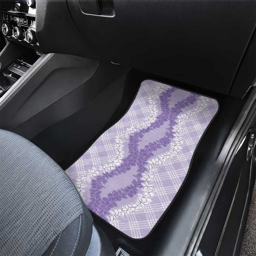 Hawaii Aloha Plumeria Lei Lavender Palaka Car Mats - Polynesian Pride