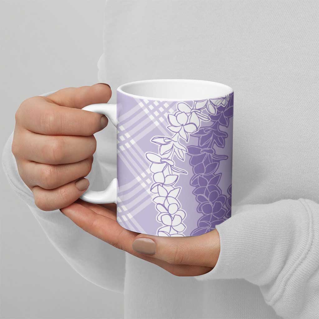Hawaii Aloha Plumeria Lei Lavender Palaka Ceramic Mug - Polynesian Pride