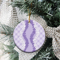 Hawaii Aloha Plumeria Lei Lavender Palaka Ceramic Ornament - Polynesian Pride