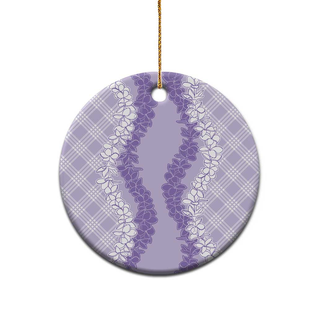 Hawaii Aloha Plumeria Lei Lavender Palaka Ceramic Ornament - Polynesian Pride