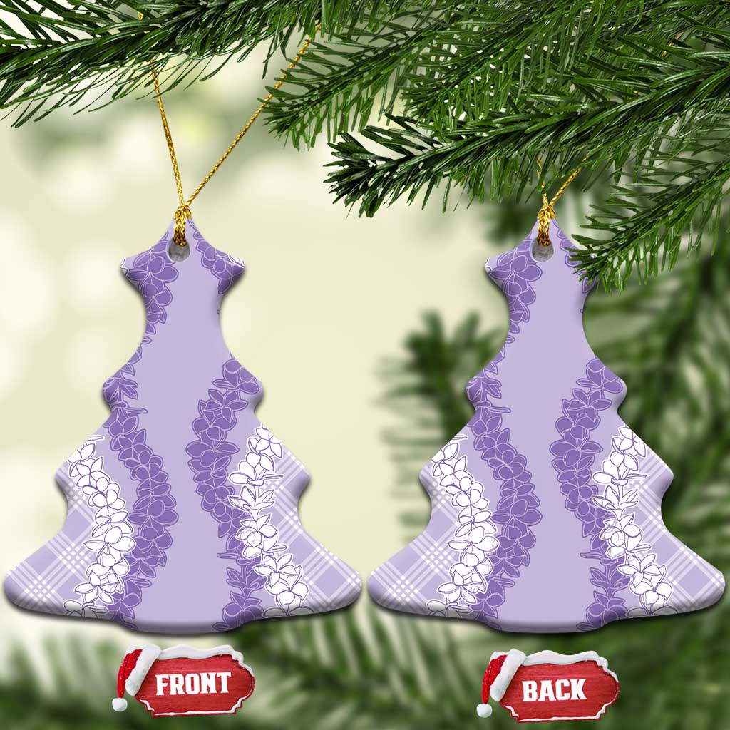Hawaii Aloha Plumeria Lei Lavender Palaka Ceramic Ornament - Polynesian Pride