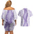 Hawaii Aloha Plumeria Lei Lavender Palaka Couples Matching Off Shoulder Short Dress and Hawaiian Shirt - Polynesian Pride
