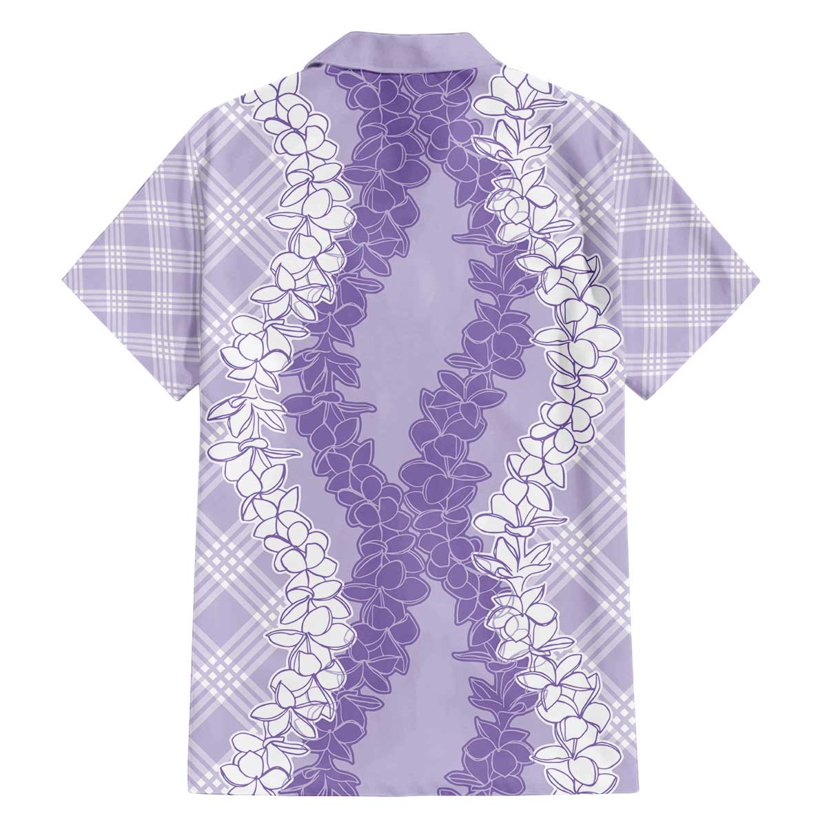 Hawaii Aloha Plumeria Lei Lavender Palaka Family Matching Off The Shoulder Long Sleeve Dress and Hawaiian Shirt - Polynesian Pride
