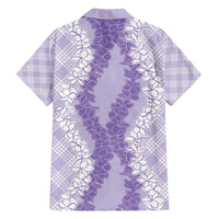 Hawaii Aloha Plumeria Lei Lavender Palaka Family Matching Short Sleeve Bodycon Dress and Hawaiian Shirt - Polynesian Pride