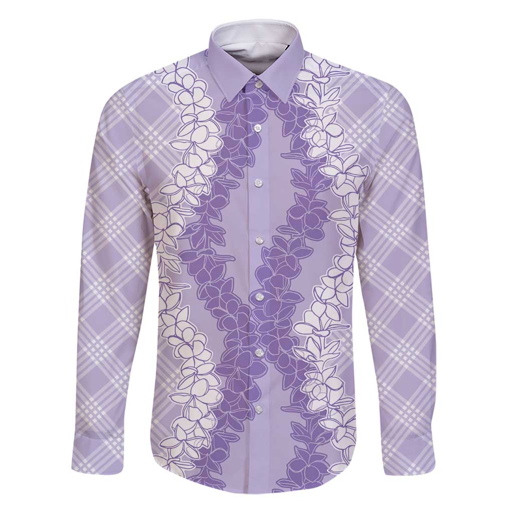 Hawaii Aloha Plumeria Lei Lavender Palaka Family Matching Tank Maxi Dress and Hawaiian Shirt - Polynesian Pride