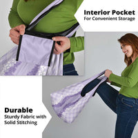 Hawaii Aloha Plumeria Lei Lavender Palaka Grocery Bag - Polynesian Pride