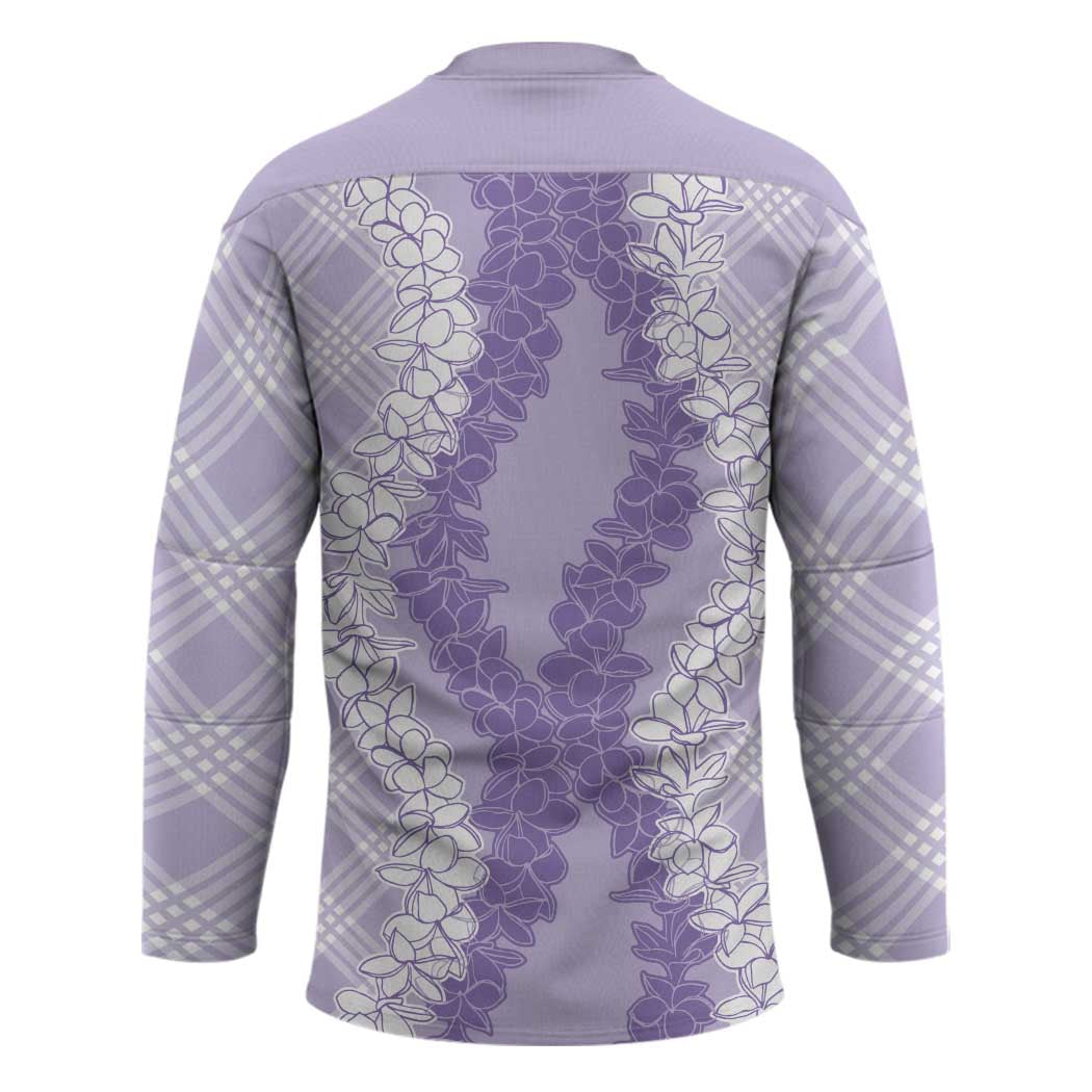 Hawaii Aloha Plumeria Lei Lavender Palaka Hockey Jersey - Polynesian Pride