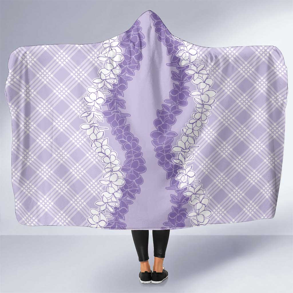 Hawaii Aloha Plumeria Lei Lavender Palaka Hooded Blanket - Polynesian Pride
