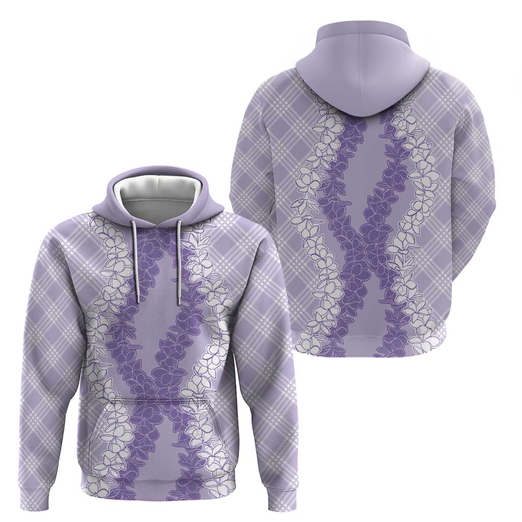 Hawaii Aloha Plumeria Lei Lavender Palaka Hoodie - Polynesian Pride