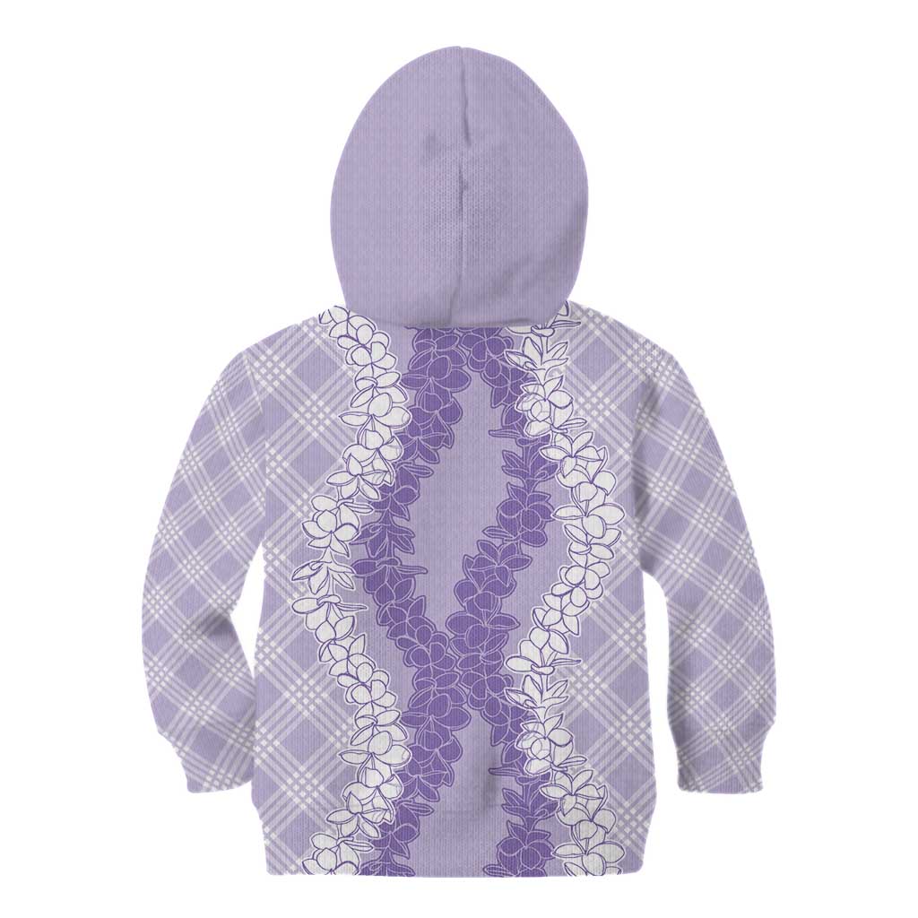 Hawaii Aloha Plumeria Lei Lavender Palaka Kid Hoodie - Polynesian Pride
