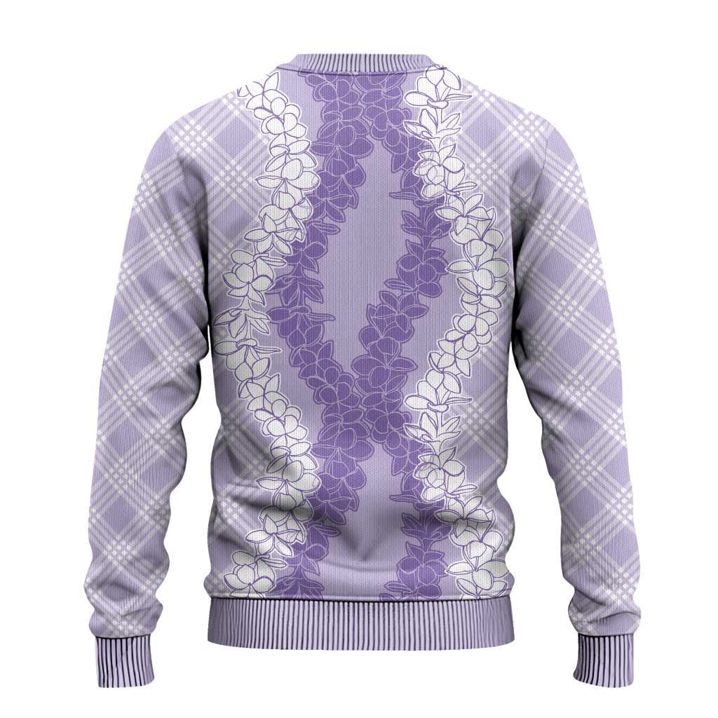 Hawaii Aloha Plumeria Lei Lavender Palaka Ugly Christmas Sweater - Polynesian Pride