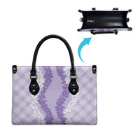 Hawaii Aloha Plumeria Lei Lavender Palaka Leather Bag - Polynesian Pride