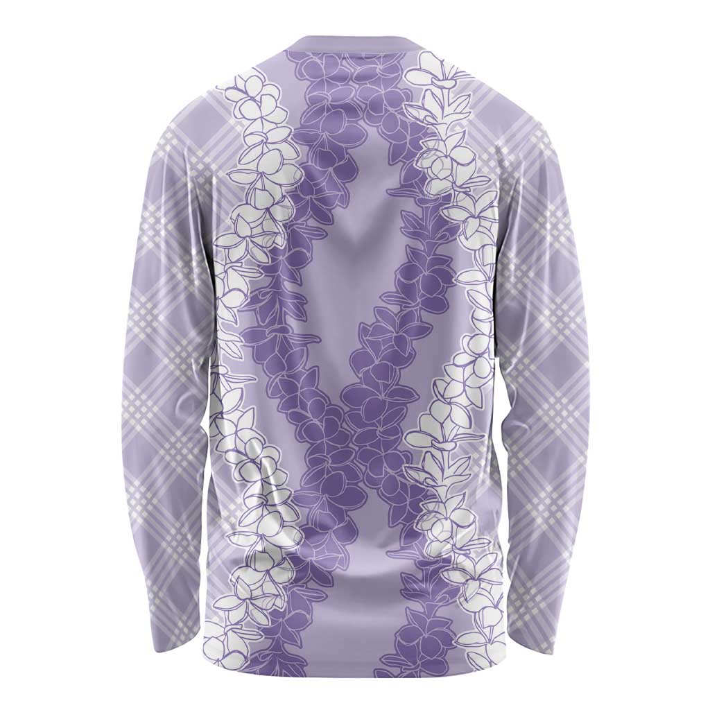 Hawaii Aloha Plumeria Lei Lavender Palaka Long Sleeve Shirt LT7 - Polynesian Pride