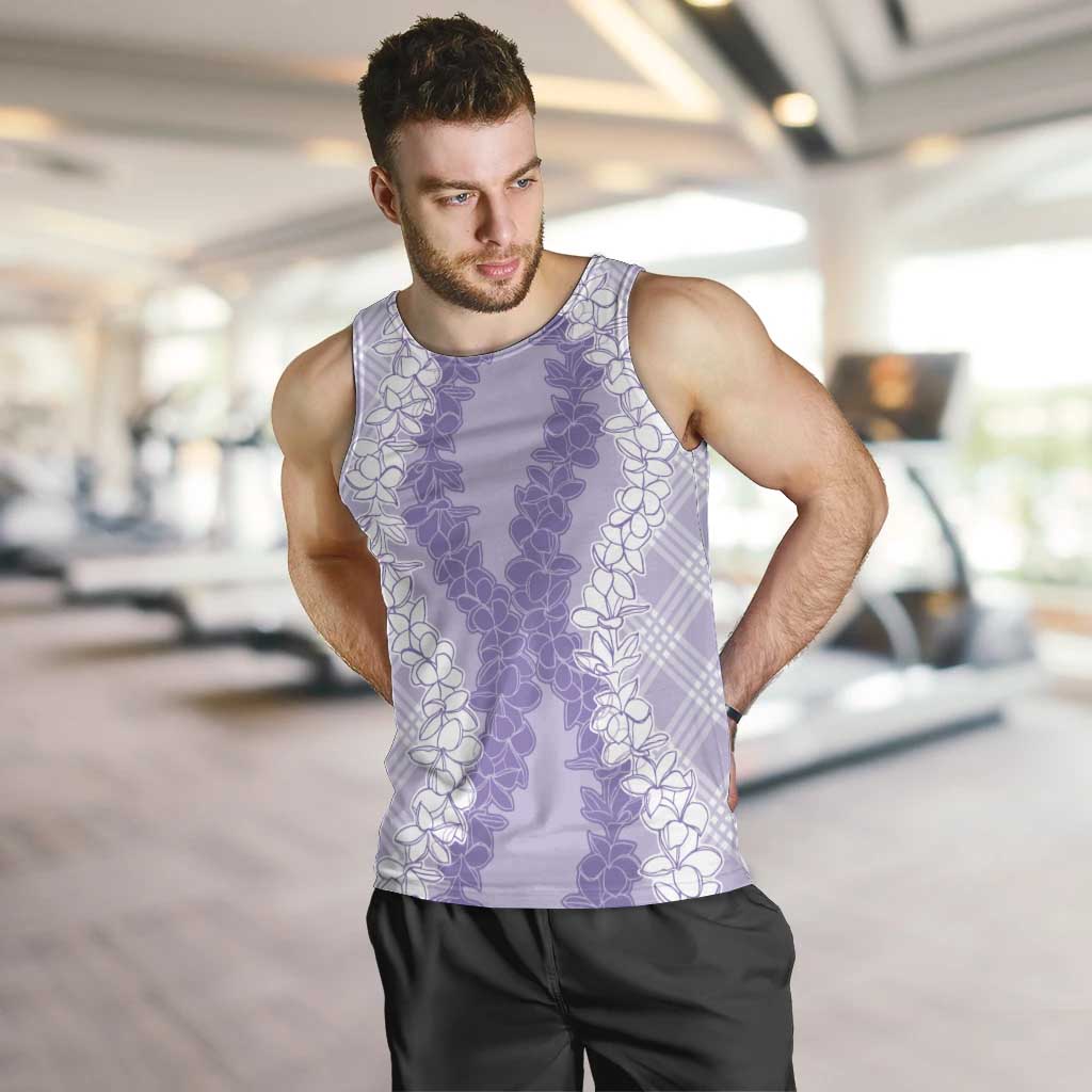 Hawaii Aloha Plumeria Lei Lavender Palaka Men Tank Top LT7 Lavender - Polynesian Pride