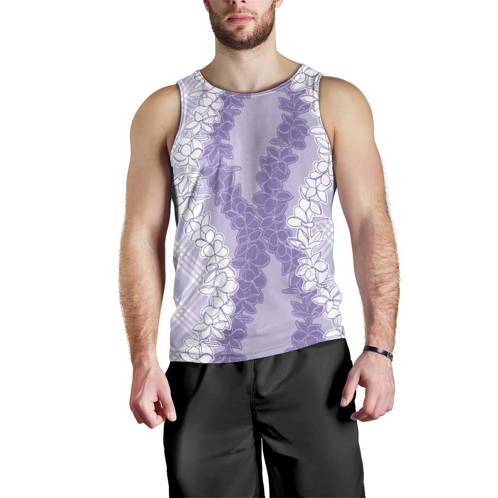 Hawaii Aloha Plumeria Lei Lavender Palaka Men Tank Top LT7 - Polynesian Pride