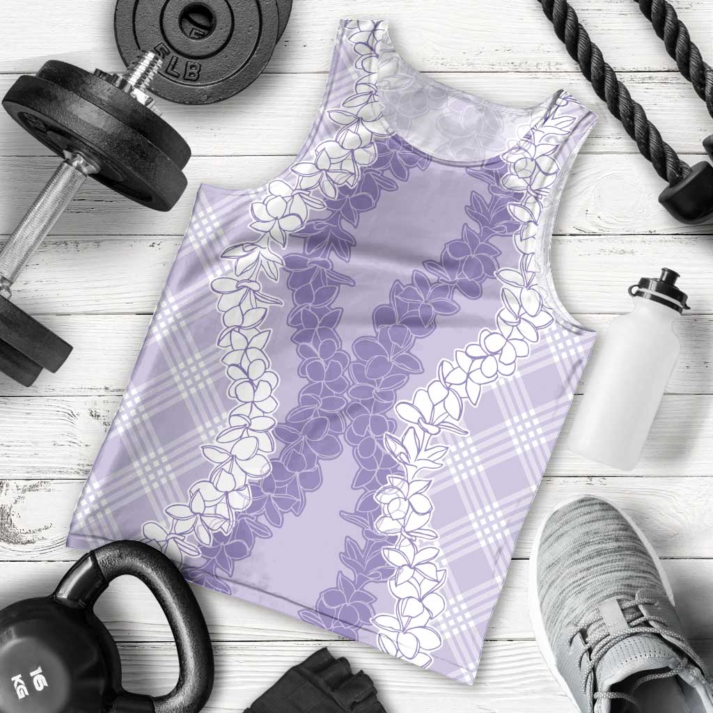 Hawaii Aloha Plumeria Lei Lavender Palaka Men Tank Top LT7 - Polynesian Pride