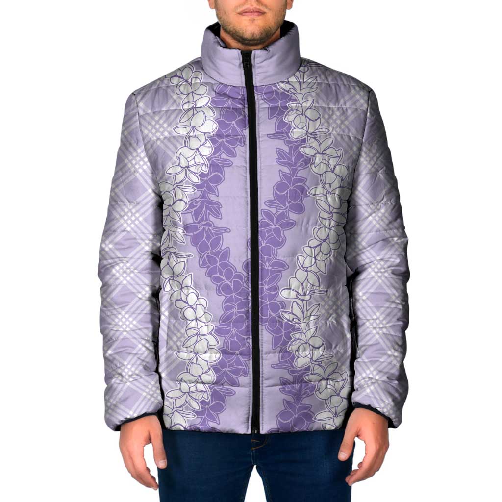 Hawaii Aloha Plumeria Lei Lavender Palaka Padded Jacket LT7 Men Lavender - Polynesian Pride