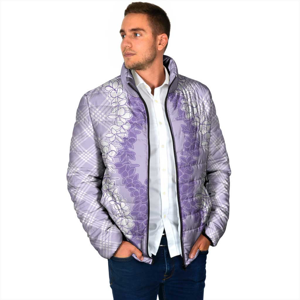 Hawaii Aloha Plumeria Lei Lavender Palaka Padded Jacket LT7 - Polynesian Pride