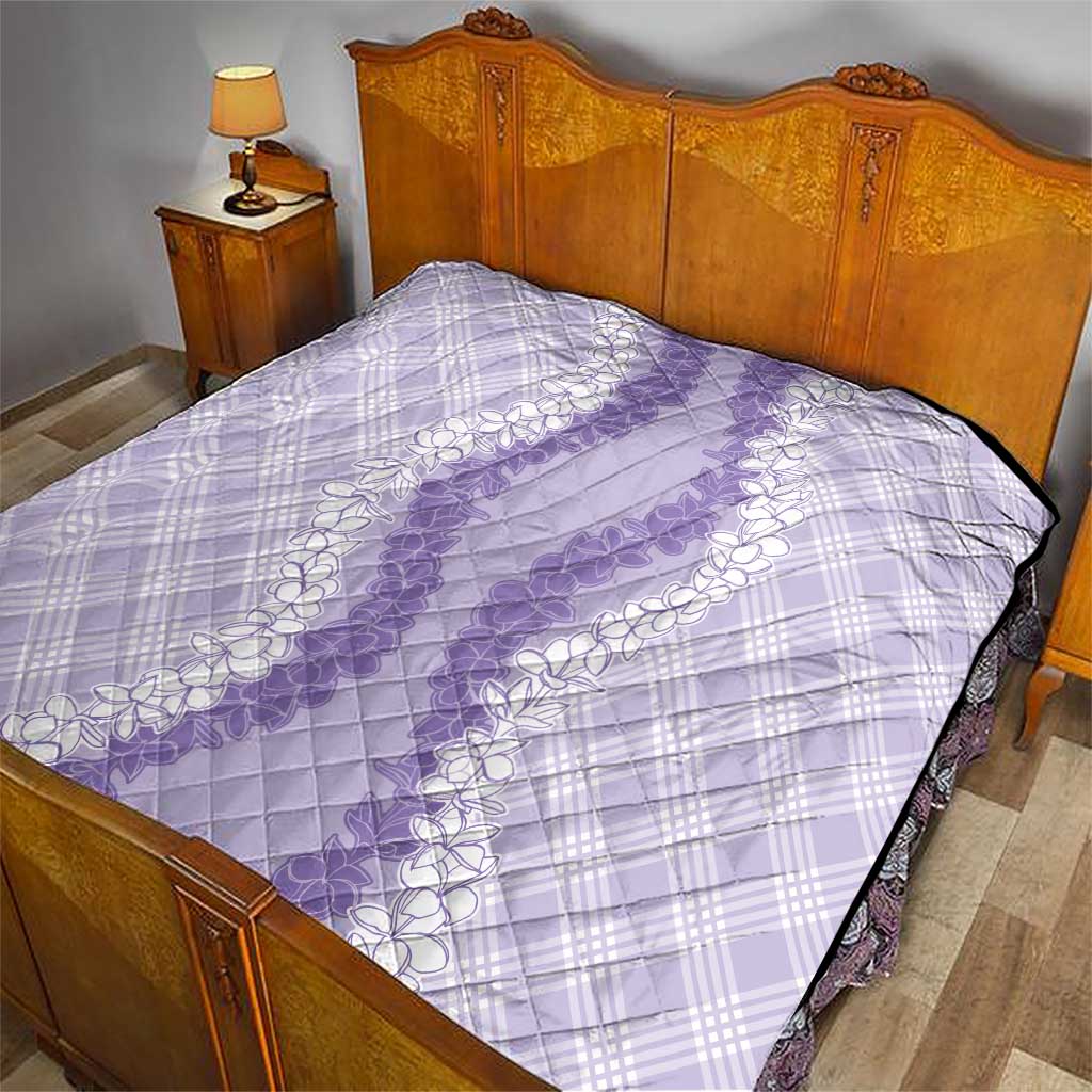 Hawaii Aloha Plumeria Lei Lavender Palaka Quilt - Polynesian Pride