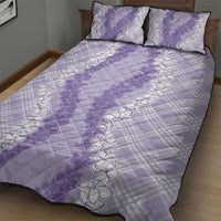Hawaii Aloha Plumeria Lei Lavender Palaka Quilt Bed Set - Polynesian Pride