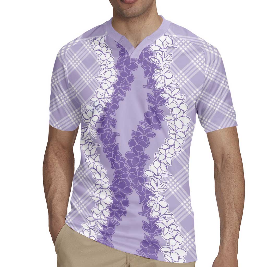 Hawaii Aloha Plumeria Lei Lavender Palaka Rugby Jersey - Polynesian Pride
