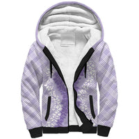 Hawaii Aloha Plumeria Lei Lavender Palaka Sherpa Hoodie - Polynesian Pride