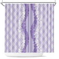 Hawaii Aloha Plumeria Lei Lavender Palaka Shower Curtain - Polynesian Pride