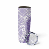 Hawaii Aloha Plumeria Lei Lavender Palaka Skinny Tumbler - Polynesian Pride